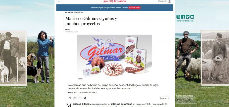 Compartimos la noticia de La Voz de Galicia hablando de Mariscos Gilmar